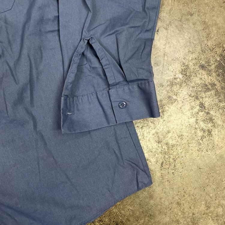 Workwear Shirt Button Up Vintage Long Sleeve Vintage Top, Blue, Mens Large image 6