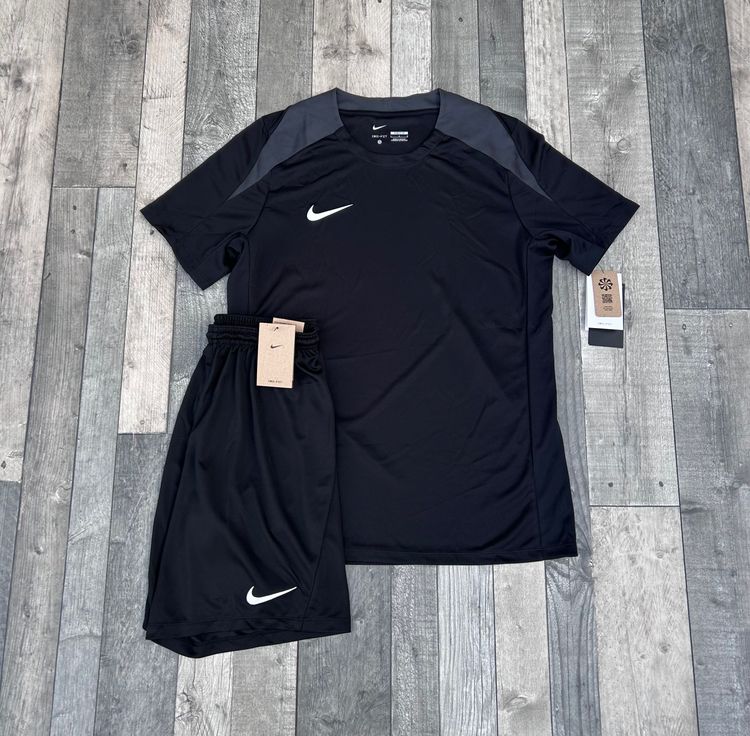 Nike Dri-Fit Strike T-shirt & Short Set - ‘Black Grey’ - Size Large  