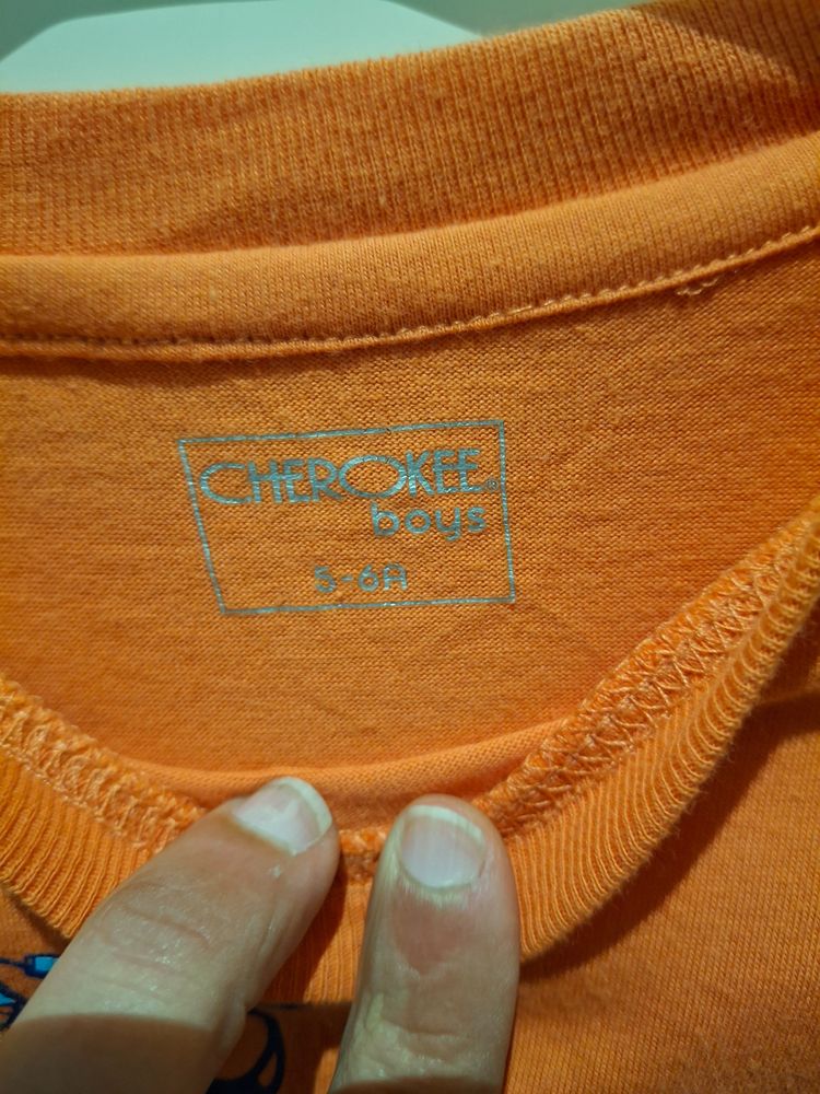 Cherokee Boys Orange T-Shirt With Car Print 3