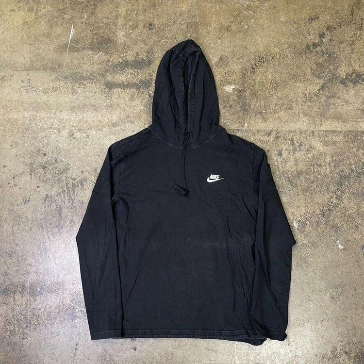 Nike Hoodie Small Swoosh Y2K Pull Over Sports Sweatshirt, Black, Mens Small