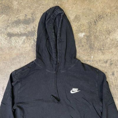Nike Hoodie Small Swoosh Y2K Pull Over Sports Sweatshirt, Black, Mens Small 2