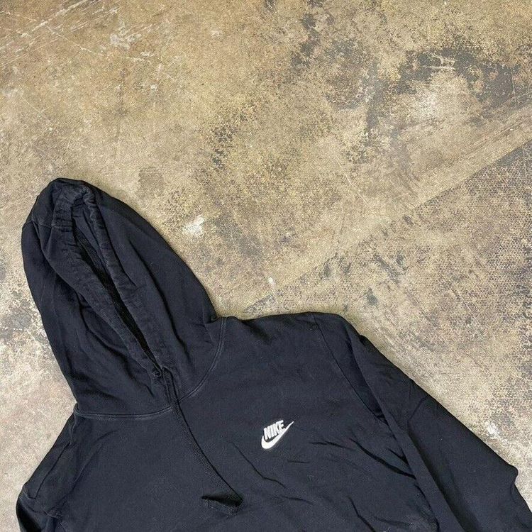 Nike Hoodie Small Swoosh Y2K Pull Over Sports Sweatshirt, Black, Mens Small 3