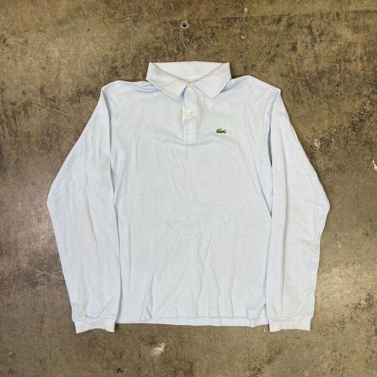 Lacoste Polo Shirt 90s Vintage Long Sleeve Top, Blue, Womens XS image 1