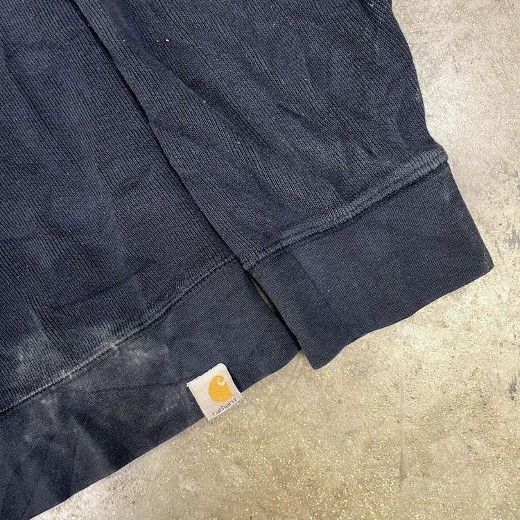 Carhartt Sweatshirt 90s Workwear Ribbed Pull Over Sweater, Navy Blue, Mens Large image 4