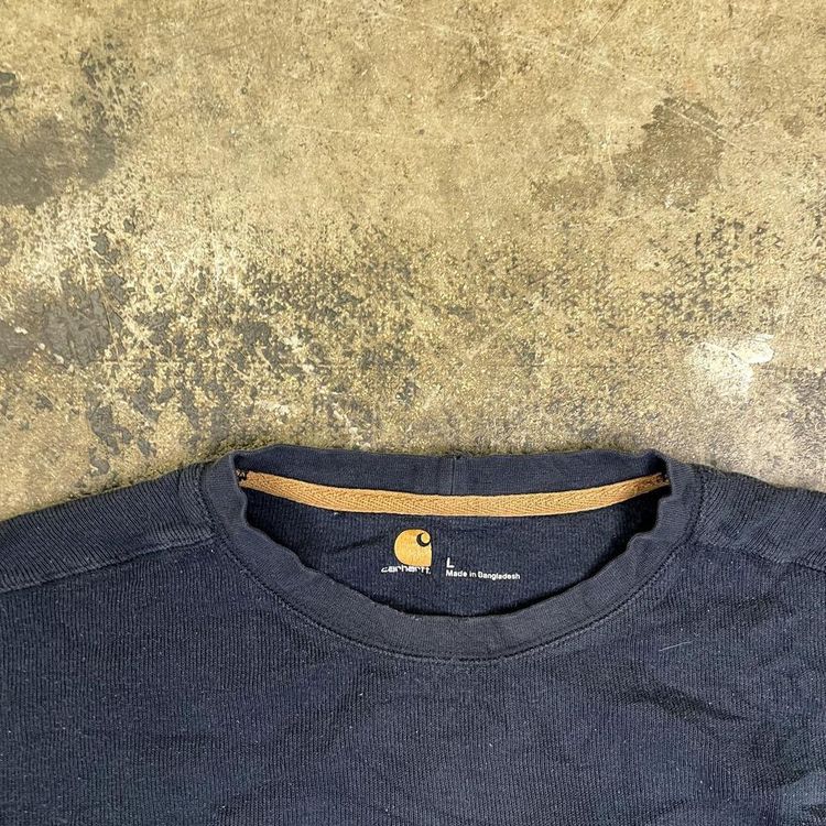 Carhartt Sweatshirt 90s Workwear Ribbed Pull Over Sweater, Navy Blue, Mens Large image 7
