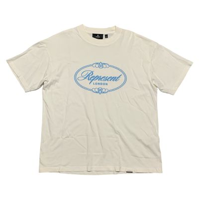 Represent Medium Harrods Logo Crest Flat White Tee 1