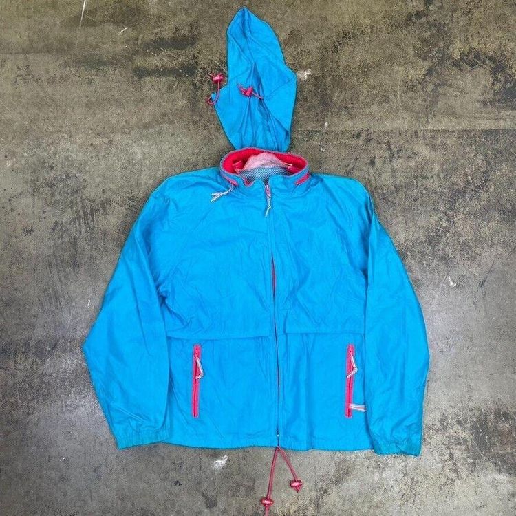 Woolrich Rain Coat Vintage 90s Full-Zip Mac Jacket, Blue, Womens Large 1
