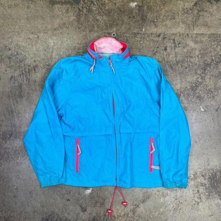 Woolrich Rain Coat Vintage 90s Full-Zip Mac Jacket, Blue, Womens Large 2