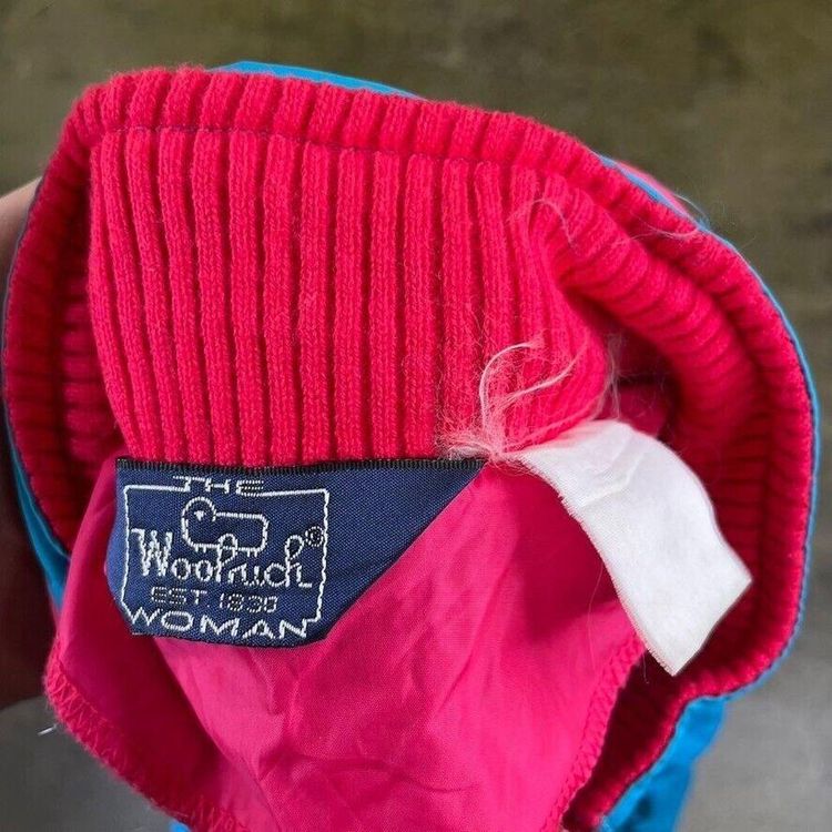 Woolrich Rain Coat Vintage 90s Full-Zip Mac Jacket, Blue, Womens Large 7