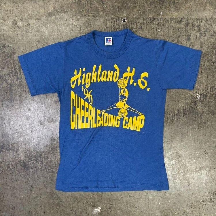 Russell Athletic T-Shirt 1996 College 90s USA Sports Tee, Blue, Mens Small