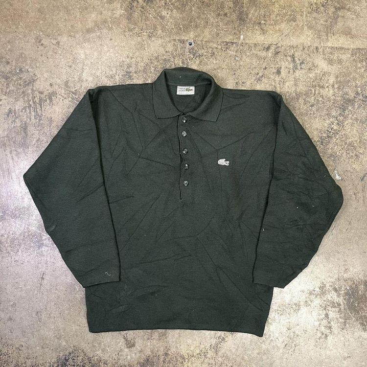 Lacoste Jumper Knit Collared Polo Vintage Knitted Sweater, Green, Mens XL 6 image 1