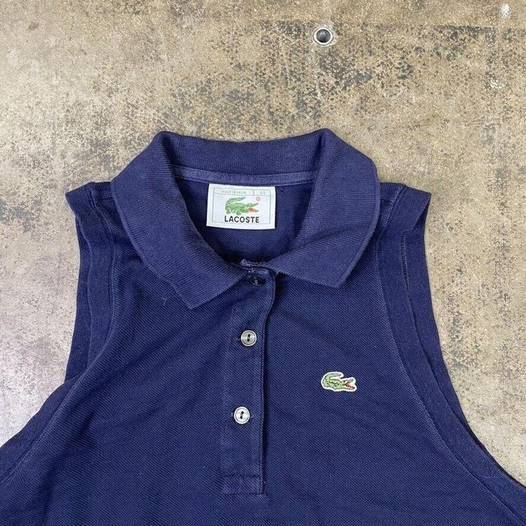 Lacoste Polo Shirt 90s Vintage Sleeveless Top, Navy Blue, Womens XL imagen 2