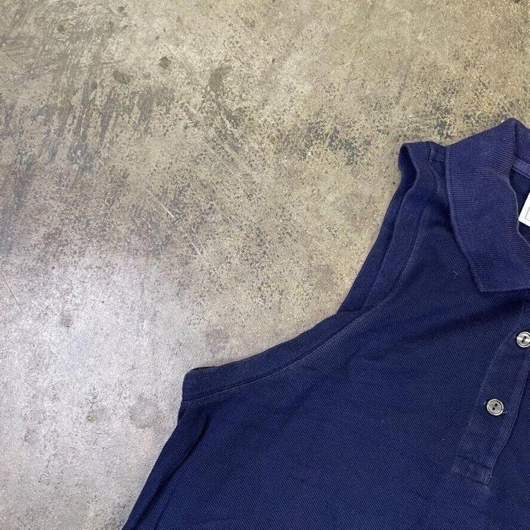 Lacoste Polo Shirt 90s Vintage Sleeveless Top, Navy Blue, Womens XL imagen 5