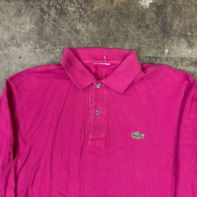 Lacoste Polo Shirt Y2K Vintage Long Sleeve Top, Pink, Mens Small imagen 2