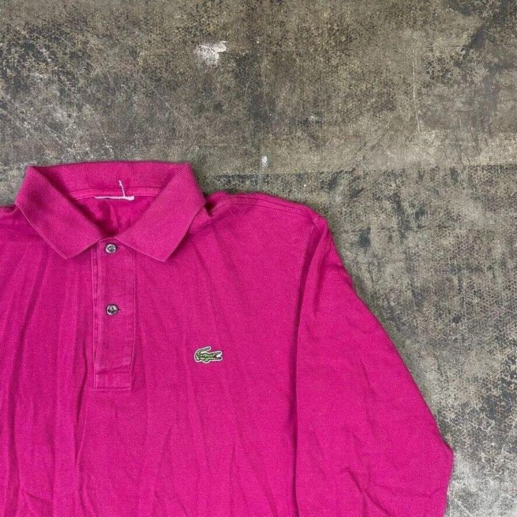 Lacoste Polo Shirt Y2K Vintage Long Sleeve Top, Pink, Mens Small imagen 3