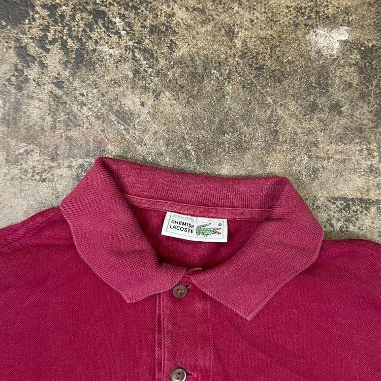 Lacoste Polo Shirt Y2K Vintage Long Sleeve Top, Burgundy, Mens Medium obraz 4