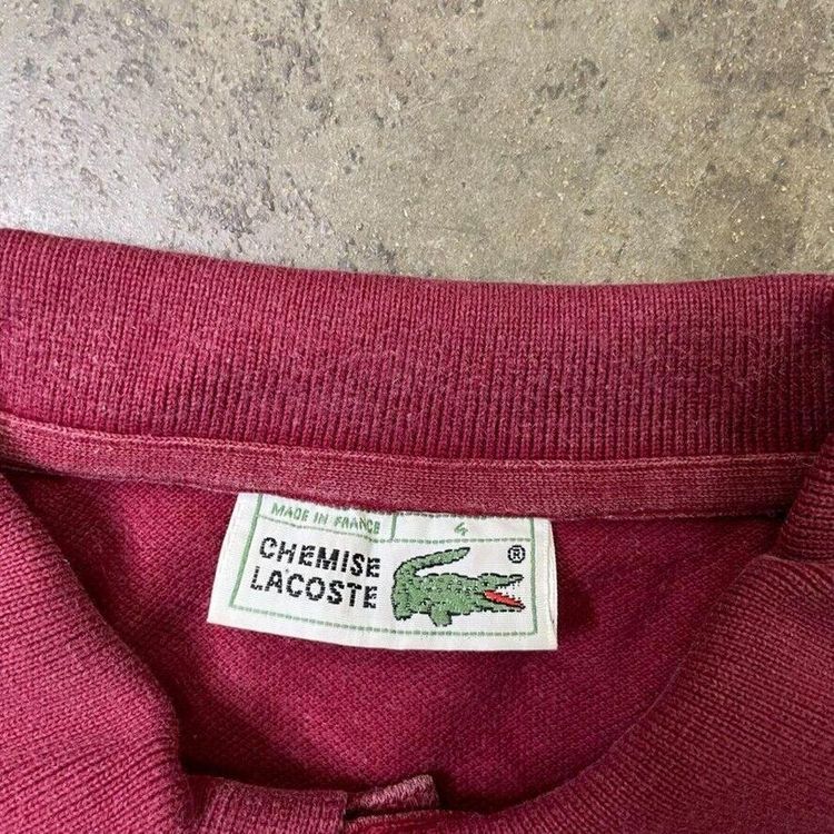 Lacoste Polo Shirt Y2K Vintage Long Sleeve Top, Burgundy, Mens Medium obraz 5
