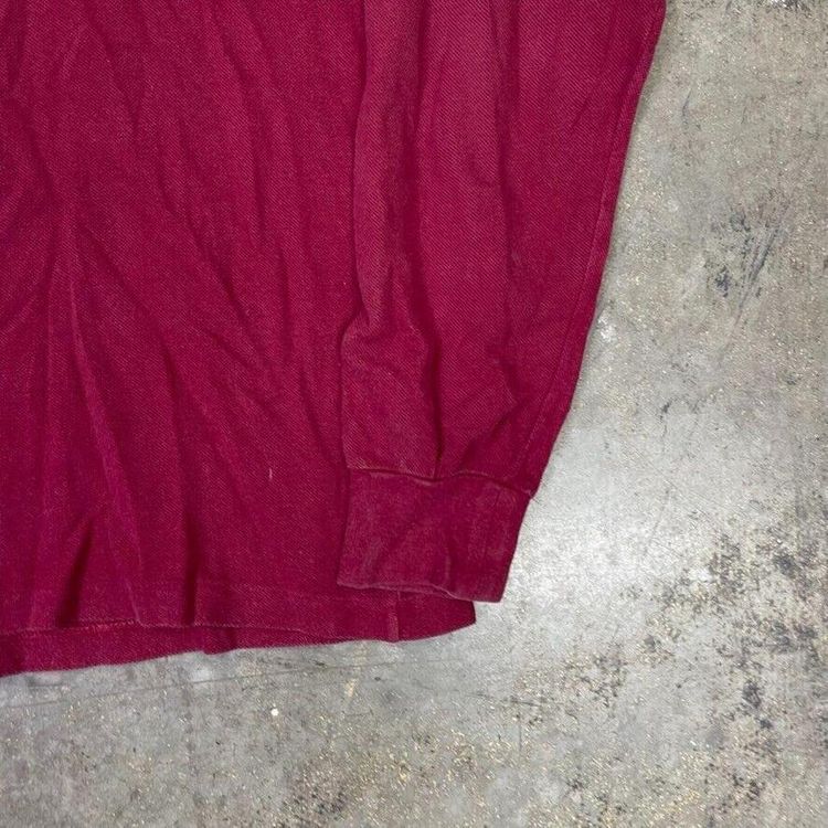 Lacoste Polo Shirt Y2K Vintage Long Sleeve Top, Burgundy, Mens Medium obraz 6