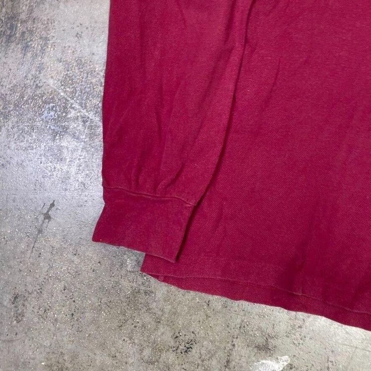 Lacoste Polo Shirt Y2K Vintage Long Sleeve Top, Burgundy, Mens Medium obraz 7