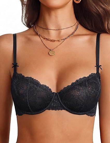 Immagine di Black Lace Bra And Thong Lingerie Set 1