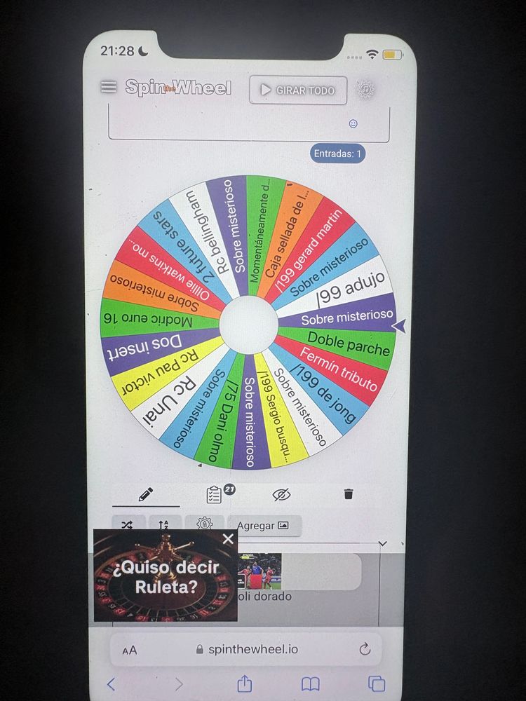 Ruleta 3 tiradas 13 euros