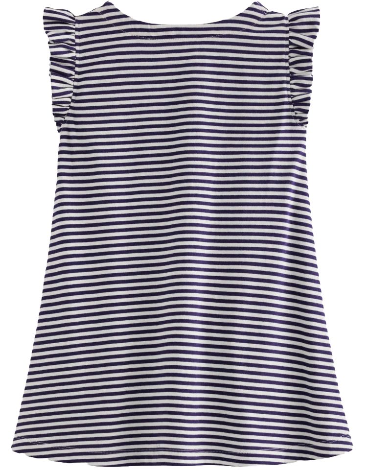 Mini Boden Girls Heart Pocket Frill Tunic In Navy obraz 2