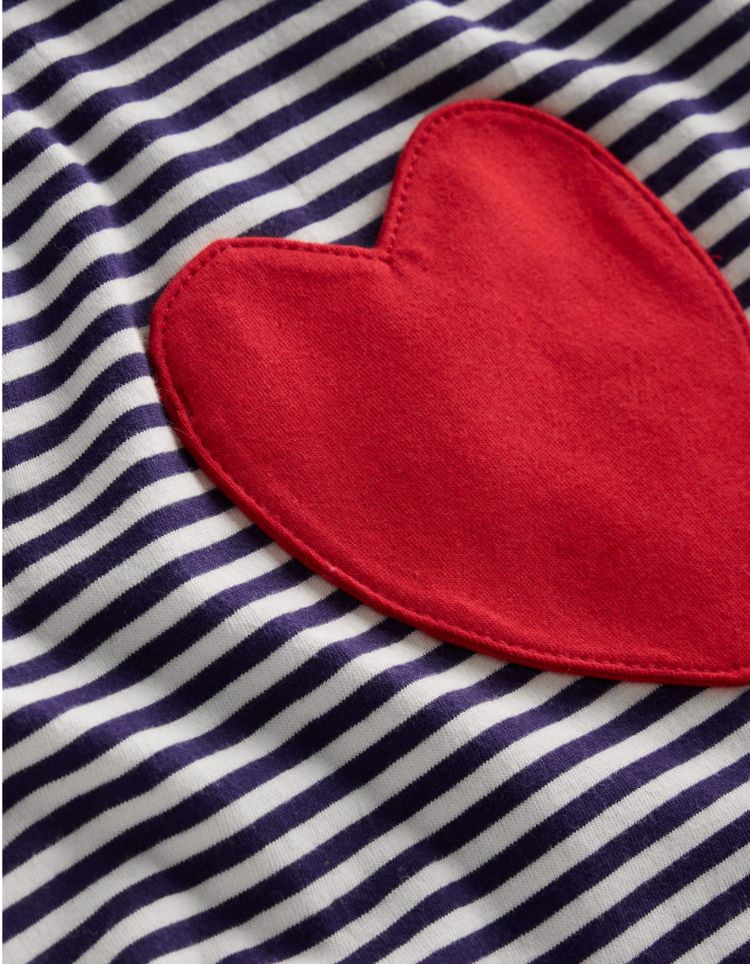 Mini Boden Girls Heart Pocket Frill Tunic In Navy obraz 4