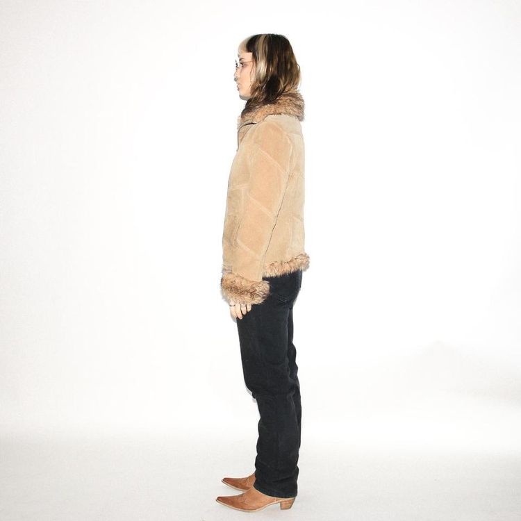 Vintage 90s warm leather jacket in beige 2