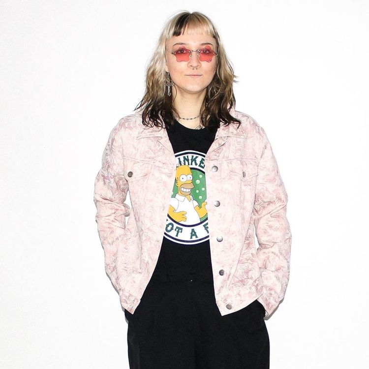 Other Vintage 90s floral print denim jacket in baby pink product image