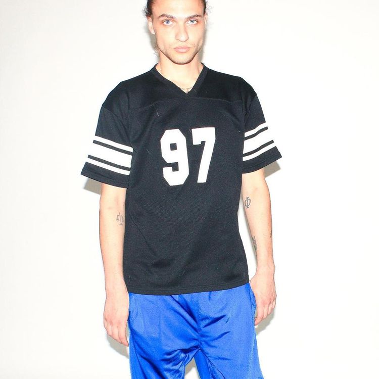 Vintage 90s striped jersey t-shirt in black