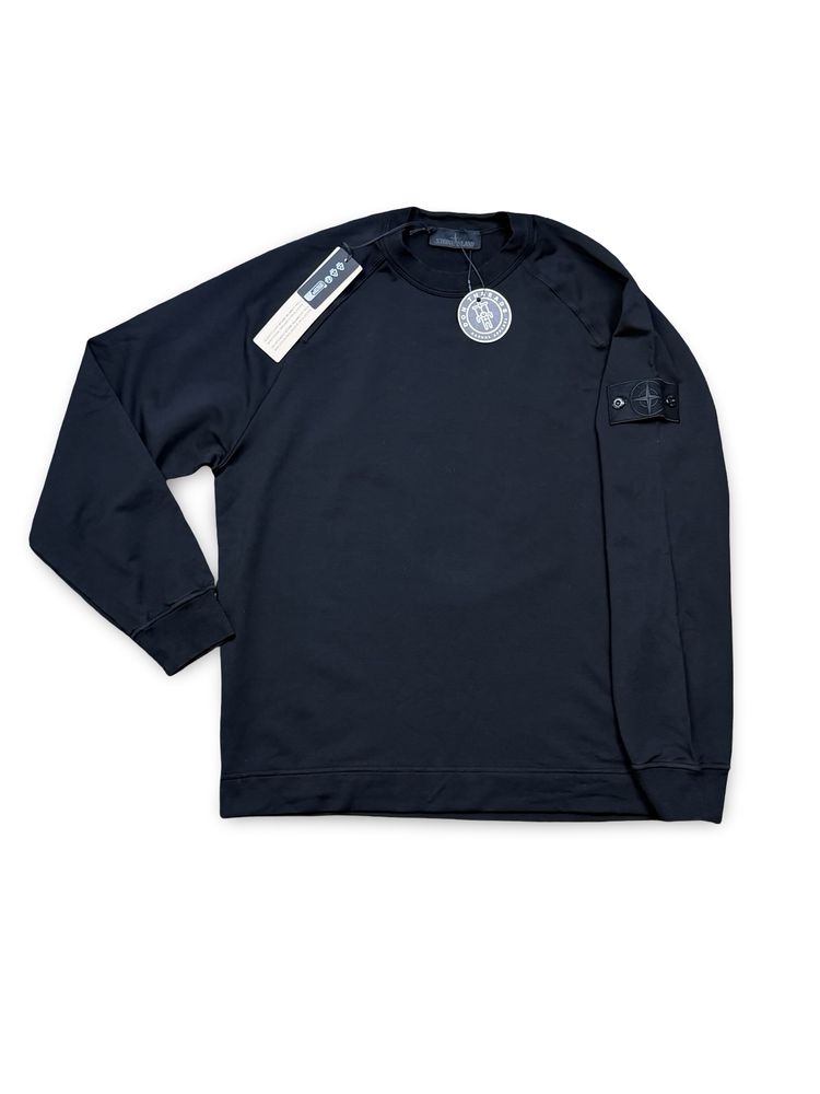 Stone Island Black Cotton Stretch Fleece Ghost Project Crewneck