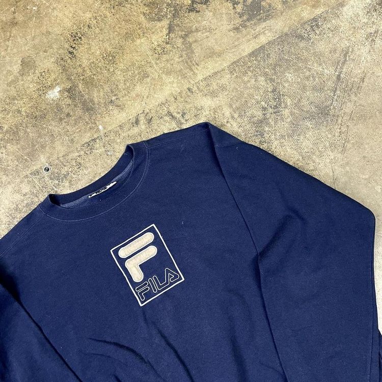 Fila Sweatshirt Vintage Y2K USA Spellout Sweater, Navy Blue, Mens 2XL 3