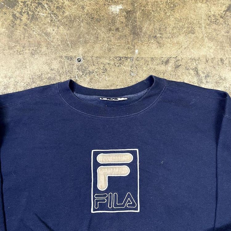 Fila Sweatshirt Vintage Y2K USA Spellout Sweater, Navy Blue, Mens 2XL 2