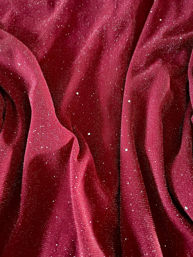 Red Glitter V-Neck Dress image 3