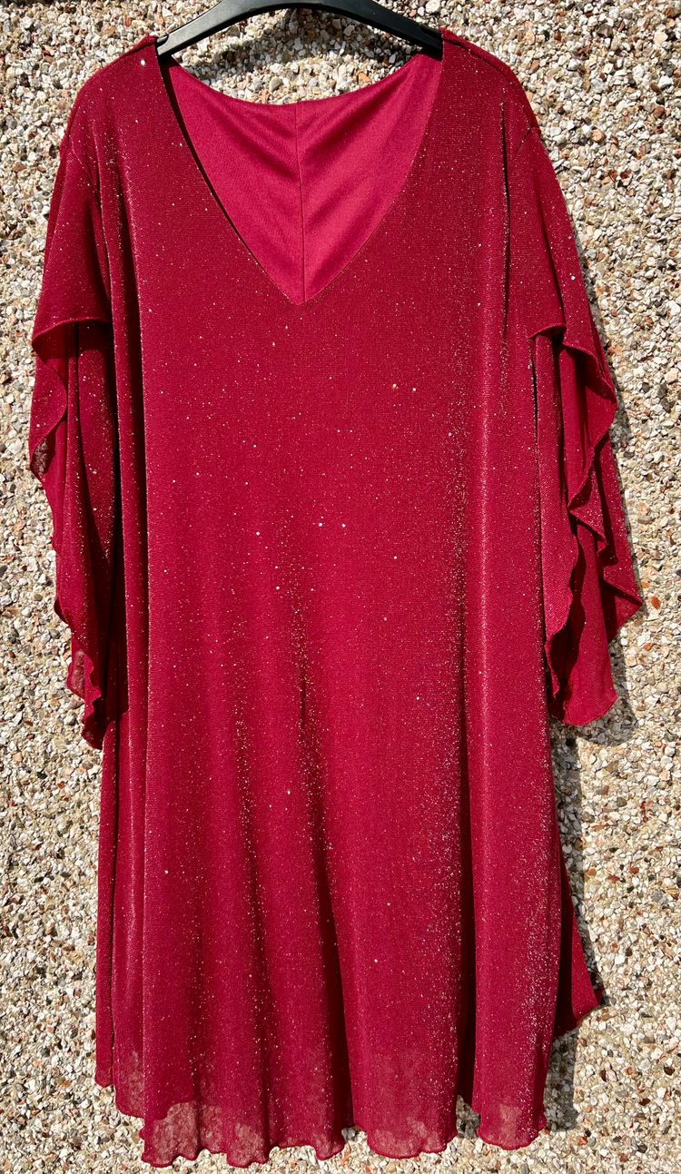 Red Glitter V-Neck Dress image 1