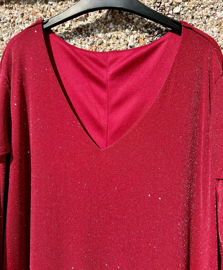 Red Glitter V-Neck Dress image 2