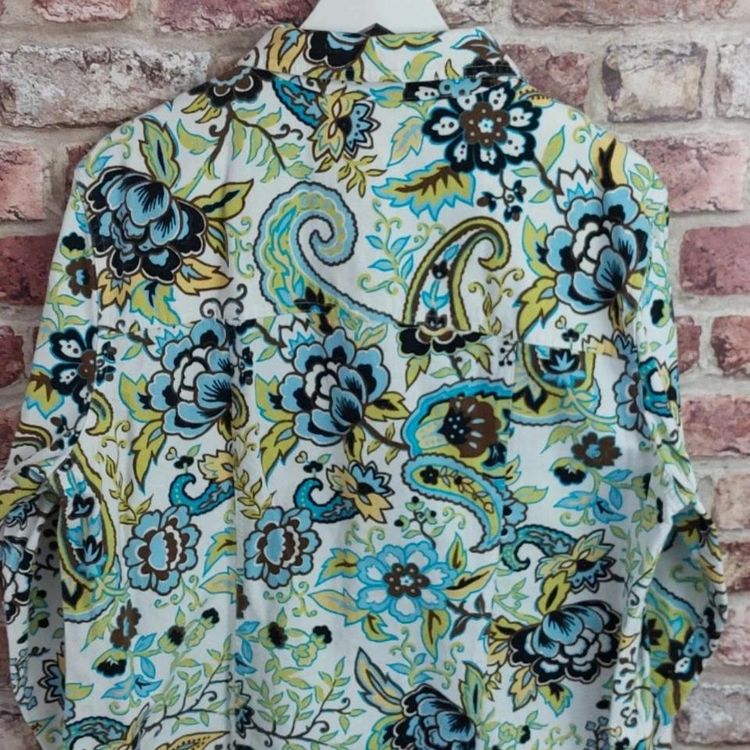 Coldwater Creek 100% cotton funky retro patterned shirt. Size L 4