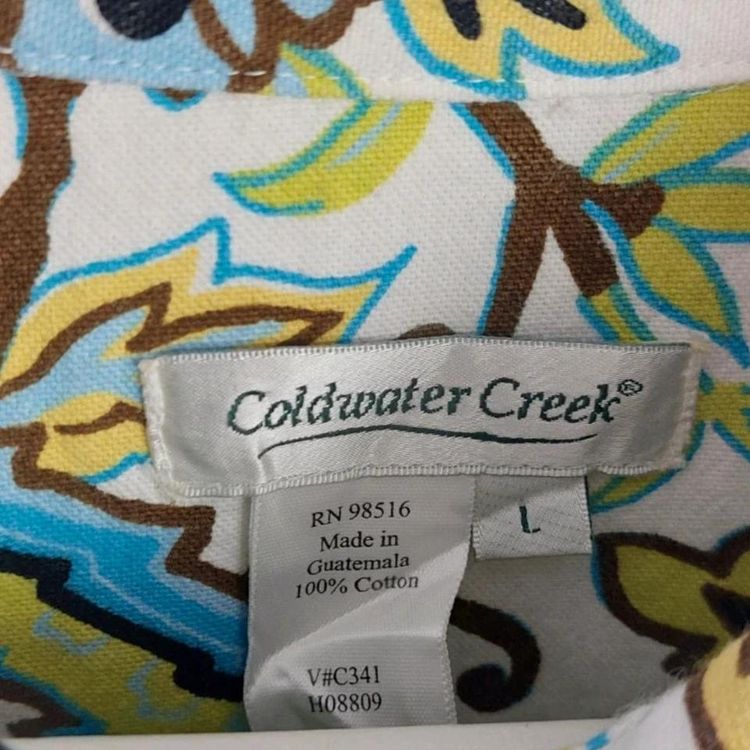 Coldwater Creek 100% cotton funky retro patterned shirt. Size L 3