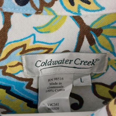 Coldwater Creek 100% cotton funky retro patterned shirt. Size L 3