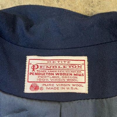 Pendleton Blazer Jacket Wool 90s USA Vintage Sports Coat, Navy, Womens Medium 8