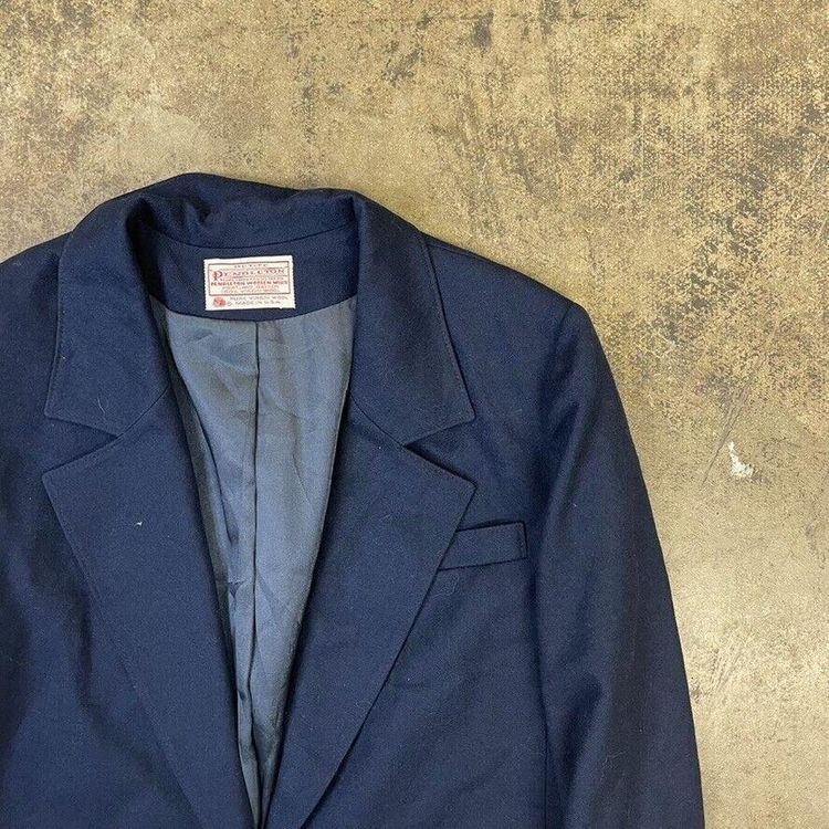 Pendleton Blazer Jacket Wool 90s USA Vintage Sports Coat, Navy, Womens Medium 2