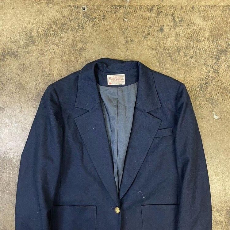Pendleton Blazer Jacket Wool 90s USA Vintage Sports Coat, Navy, Womens Medium 3