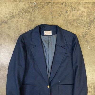 Pendleton Blazer Jacket Wool 90s USA Vintage Sports Coat, Navy, Womens Medium 3