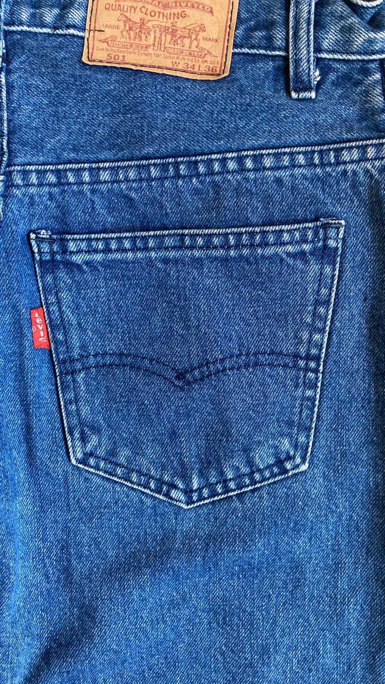 Levi’s 501 Men’s Blue Jeans W34 L36 Straight Leg Button Fly 100% Cotton 8