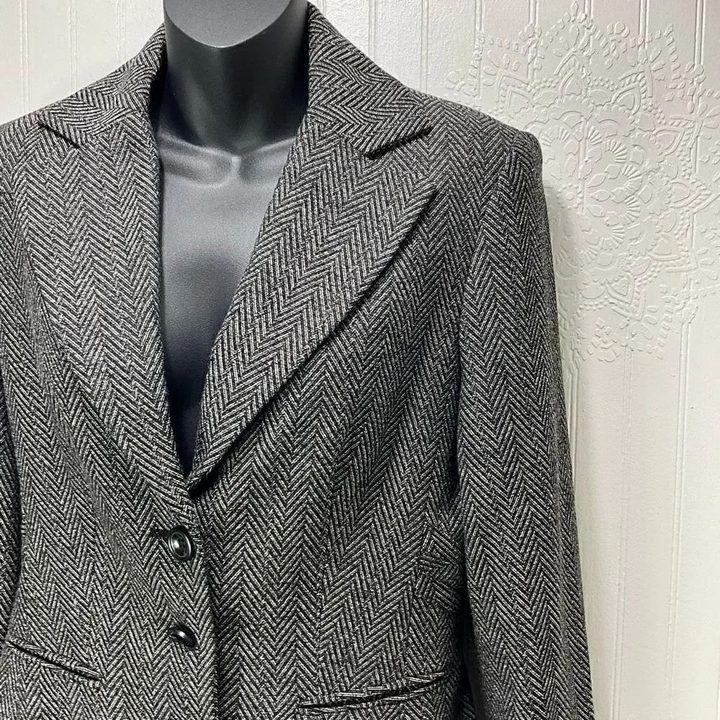 Grey Herringbone Blazer Jacket image 1