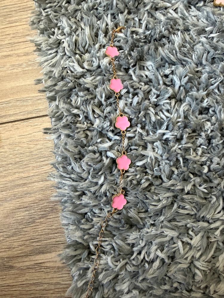 Pink Flower Charm Bracelet