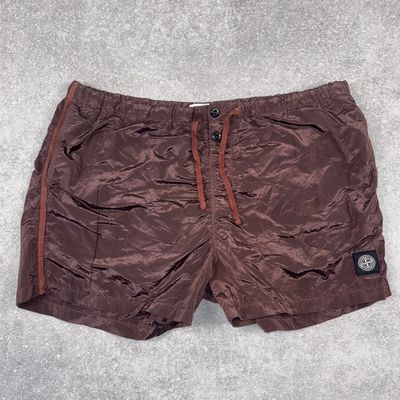 Burgundy Stone Island Nylon Metal Swimming Trunks 1