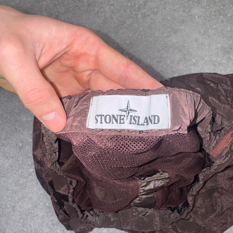 Burgundy Stone Island Nylon Metal Swimming Trunks 4