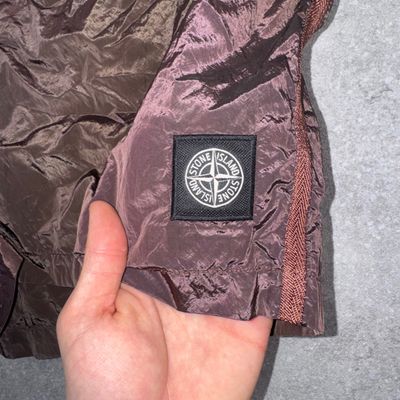 Burgundy Stone Island Nylon Metal Swimming Trunks 3