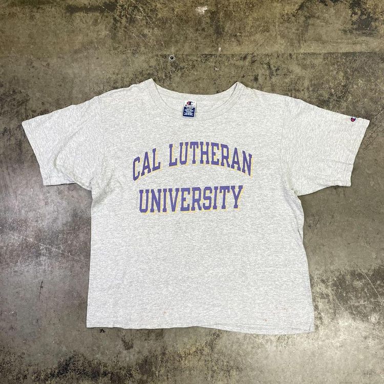 Champion T-Shirt College Vintage 90s USA Sports Tee, Grey, Mens XL